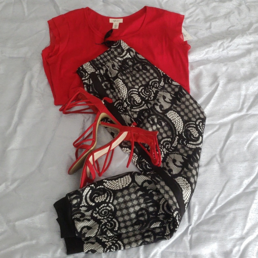 Lace Black and white joggers